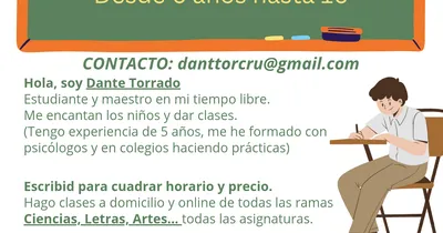 Imagen del anuncio: Clases de cualquier asignatura para niños de 6 a 18 años